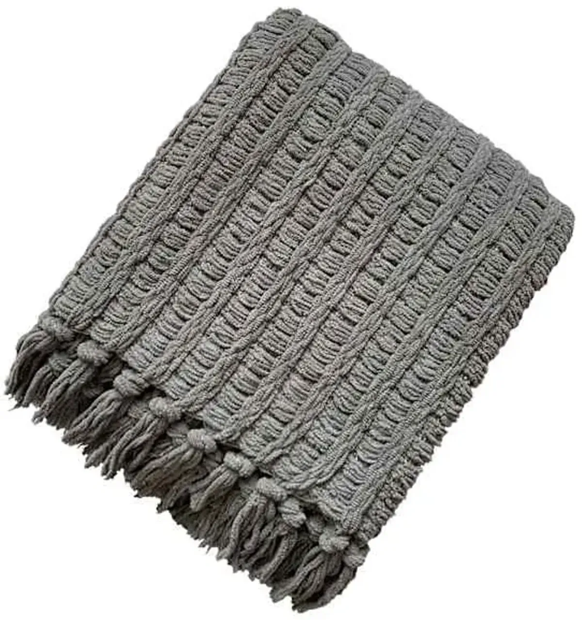 Dark Grey Chenille Basketweave Throw Blanket, 50x60