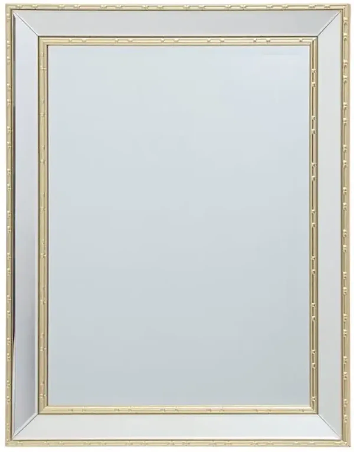 Gold Bamboo Trimmed Beveled Rectangle Wall Mirror, 22x28