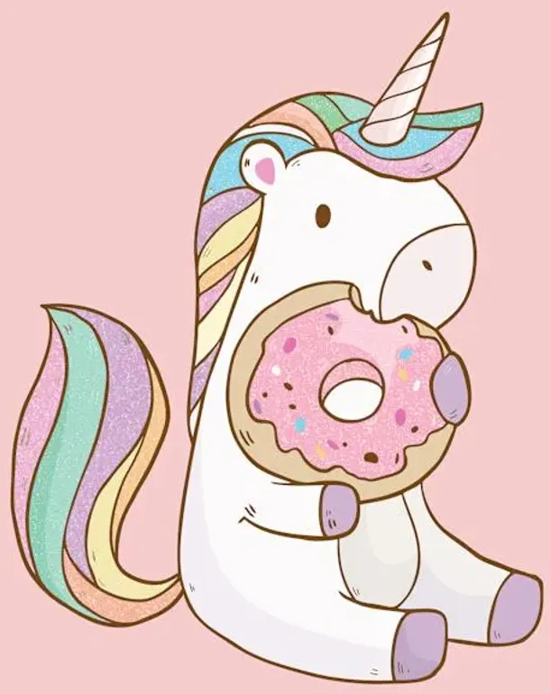 Unicorn & Donut Glittered Embellished Canvas Wall Art, 12"