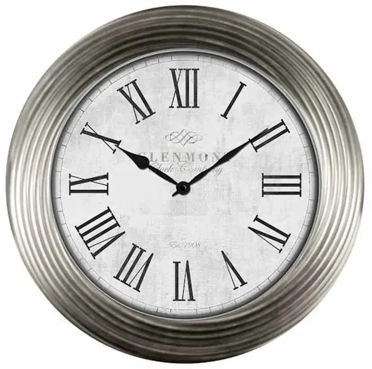 Antique Silver Grapevine Round Wall Clock, 30"