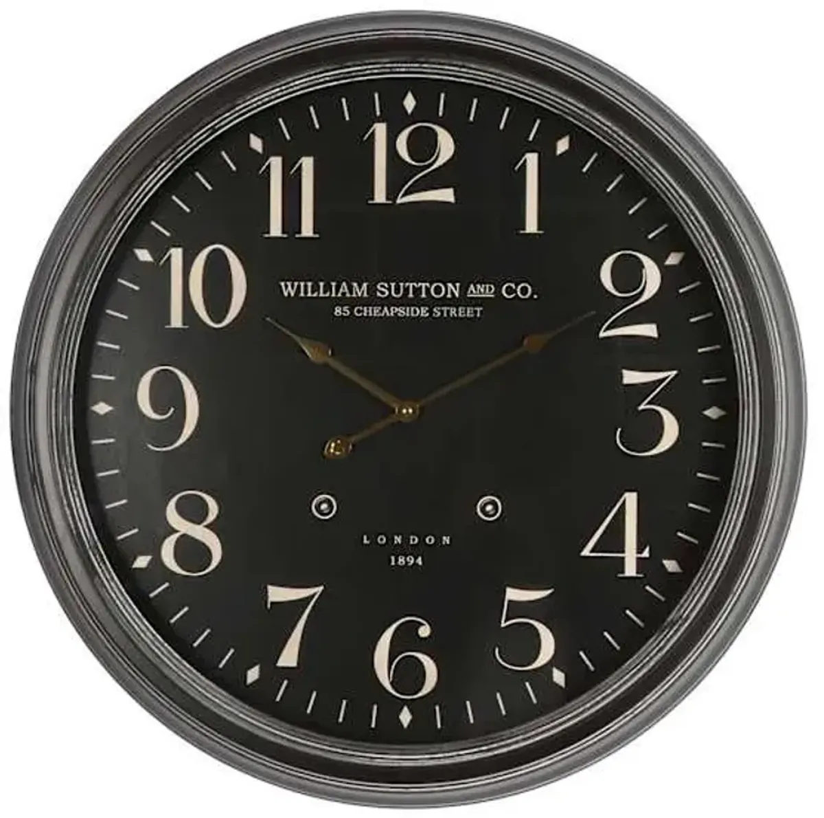 Black Metal Round Wall Clock, 24"