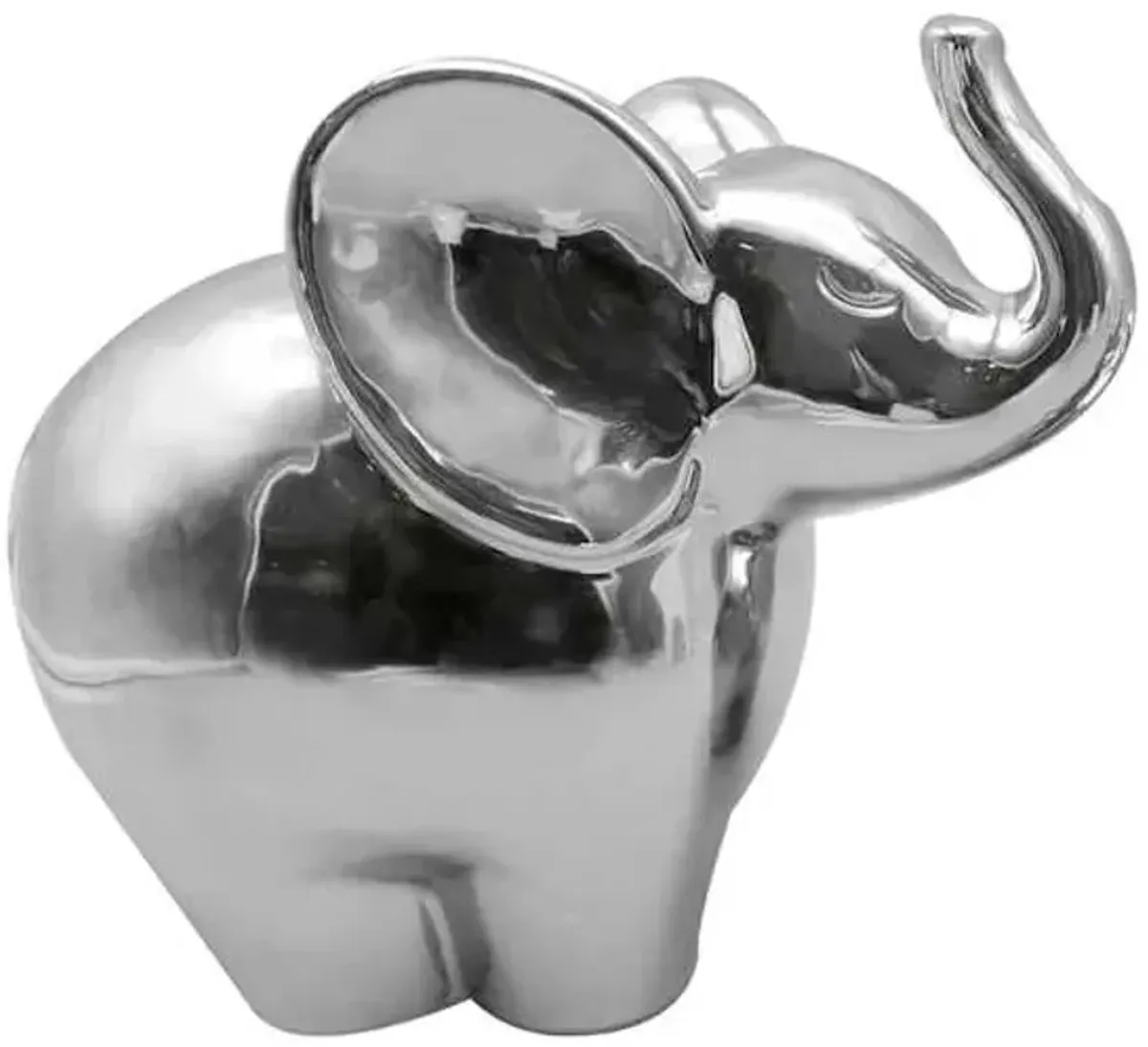 Silver Ceramic Elephant, 4"