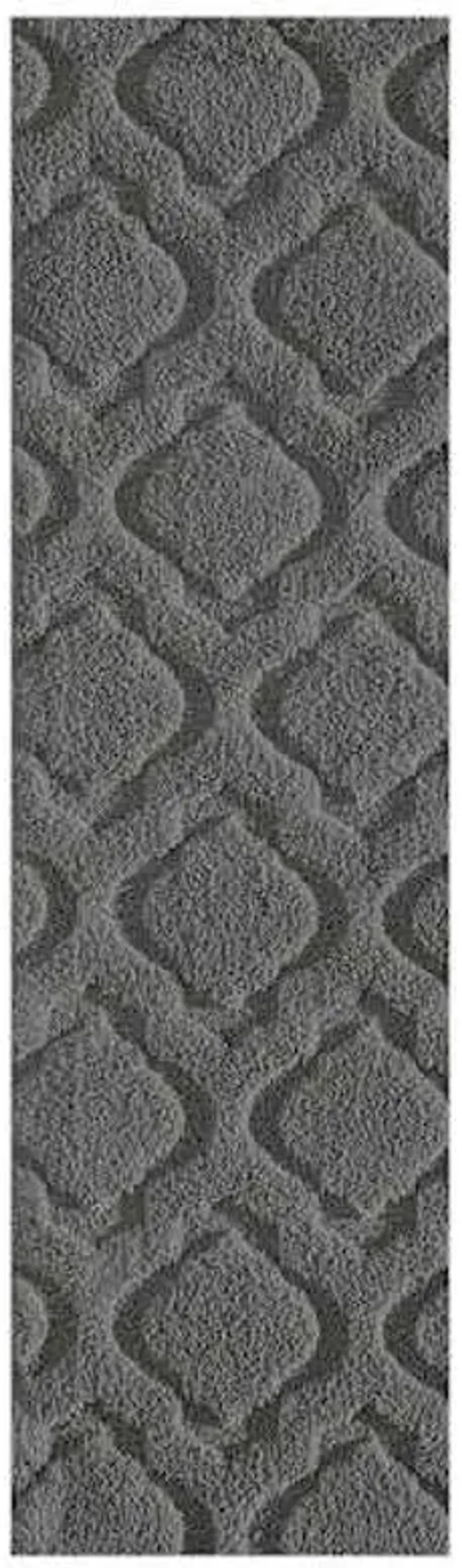(D458) Jardel Grey Tufted Runner with Non-Slip Back, 2x7
