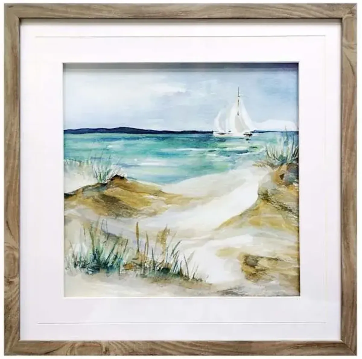 Glass Framed Sailboat Wall Art, 17"