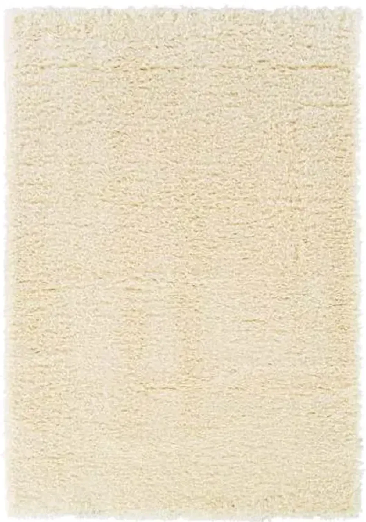 (C152) Solid Ivory Shag Area Rug, 5x7