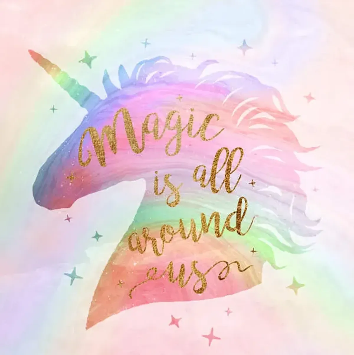 Magic Is All Around Us Unicorn Foiled Canvas Wall Art, 12"