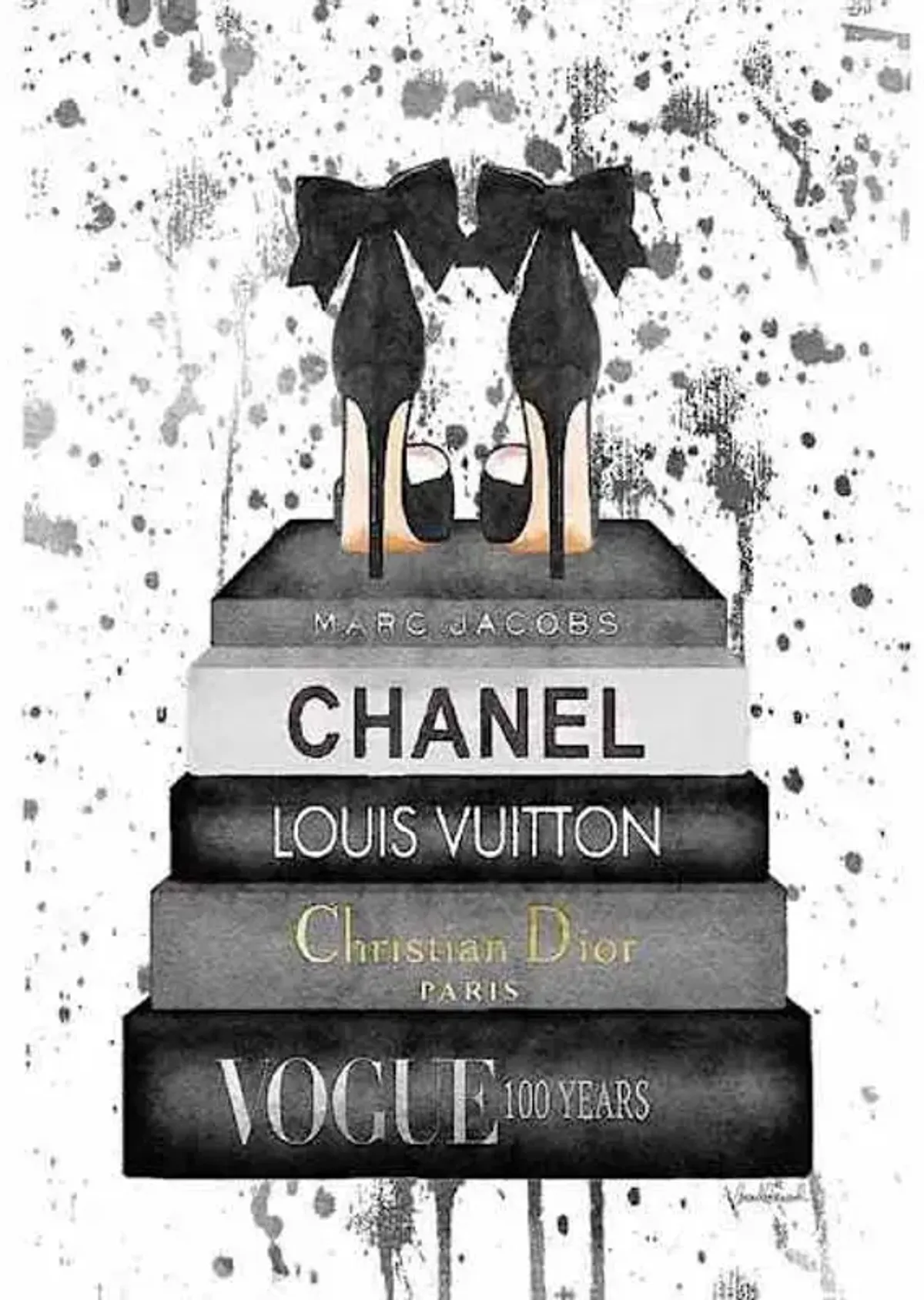 Designer Bookstack with Shoes Canvas Wall Art, 18x24