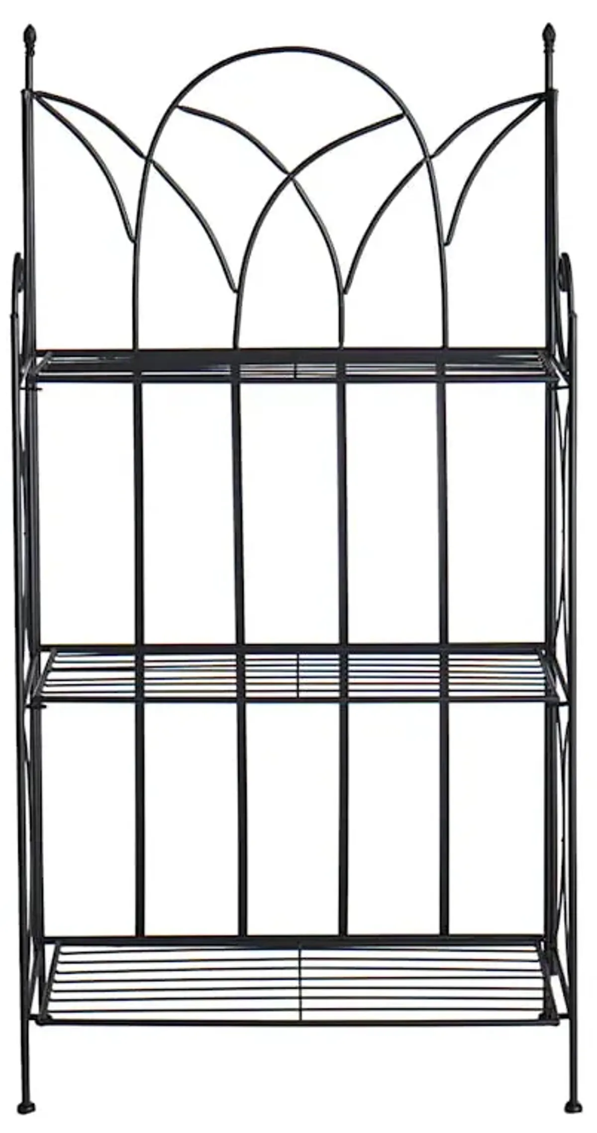 3-Tier Black Gothic Baker Rack with Metal Wire Shelves