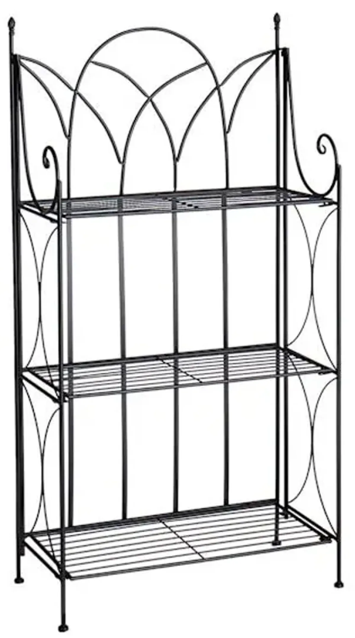 3-Tier Black Gothic Baker Rack with Metal Wire Shelves