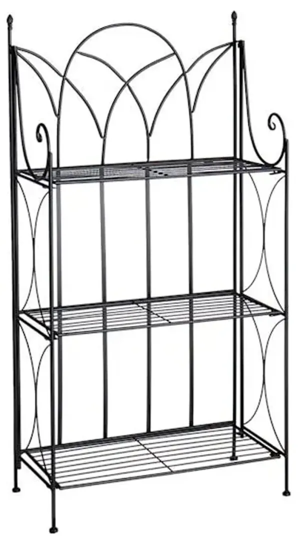 3-Tier Black Gothic Baker Rack with Metal Wire Shelves