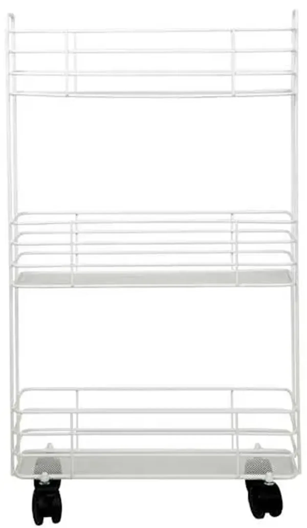 3-Tier Slim Metal Mesh Rolling Storage Cart, White