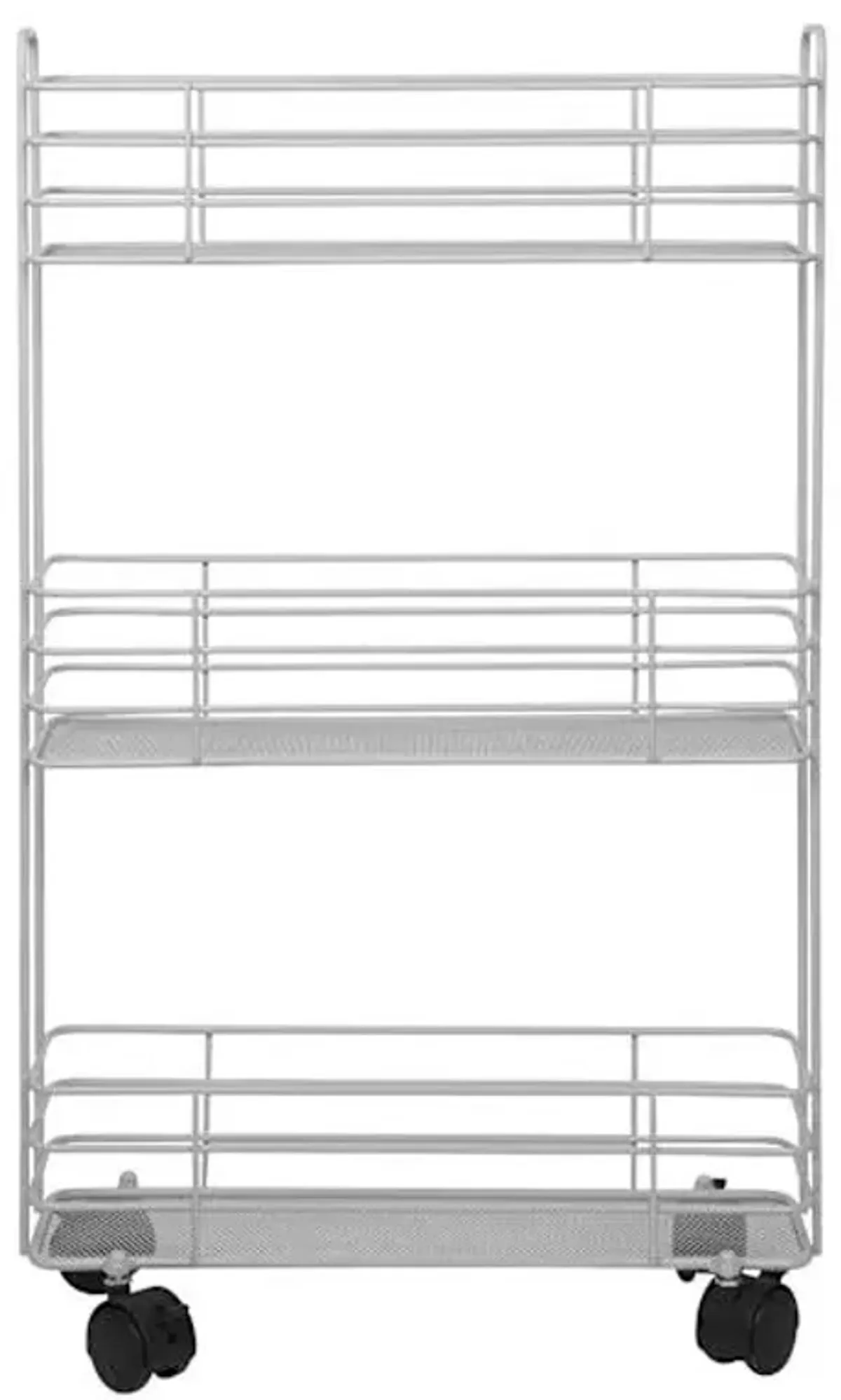 3-Tier Slim Metal Mesh Rolling Storage Cart, Grey