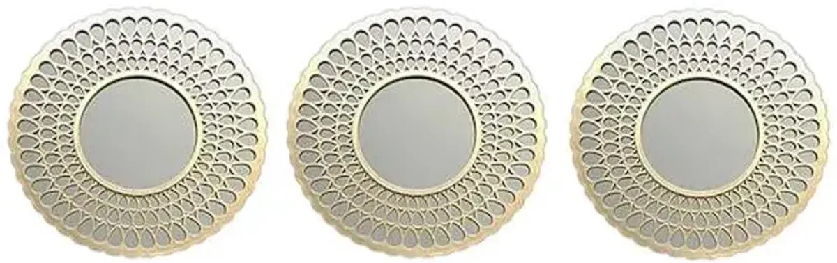 3-Piece Gold Round Wall Mirror Set, 10"