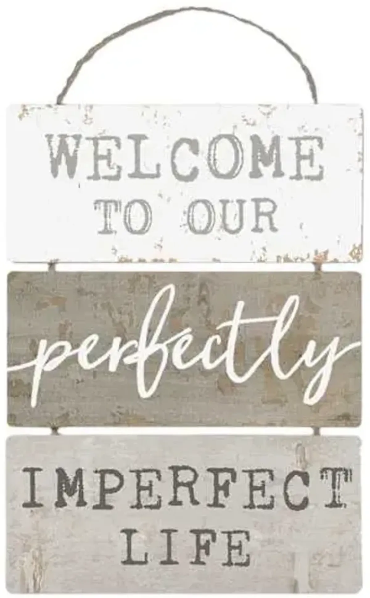Welcome To Our Perfectly Imperfect Life Wood Hanging Wall Sign, 8x10