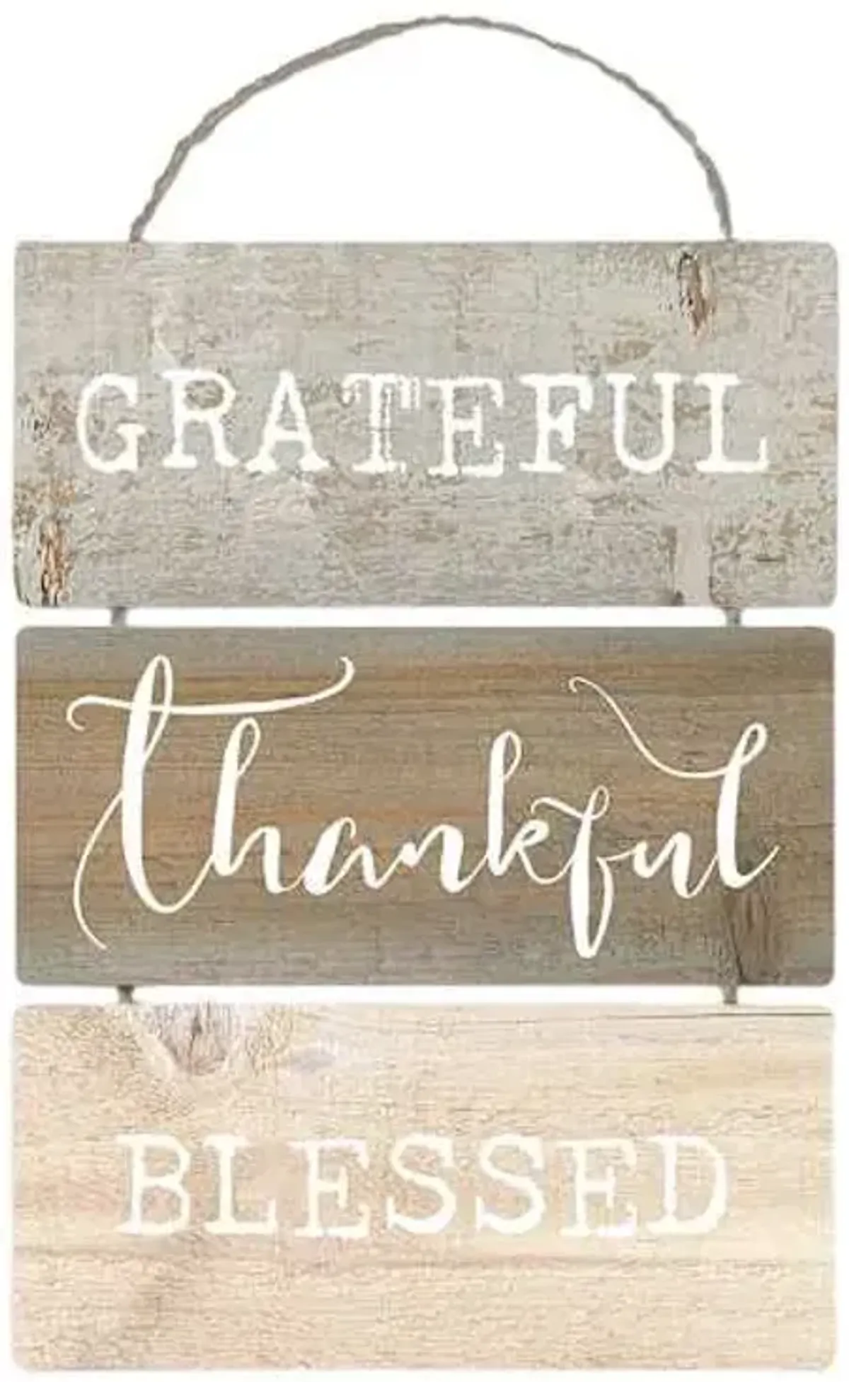Grateful, Thankful, Blessed Wooden Hanging Wall Sign, 8x10