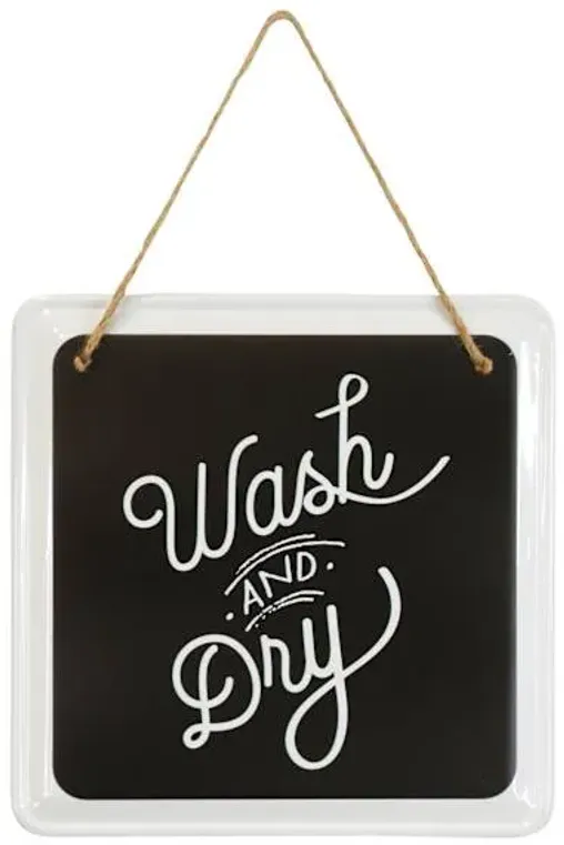 Wash & Dry Metal Hanging Wall Sign, 8"