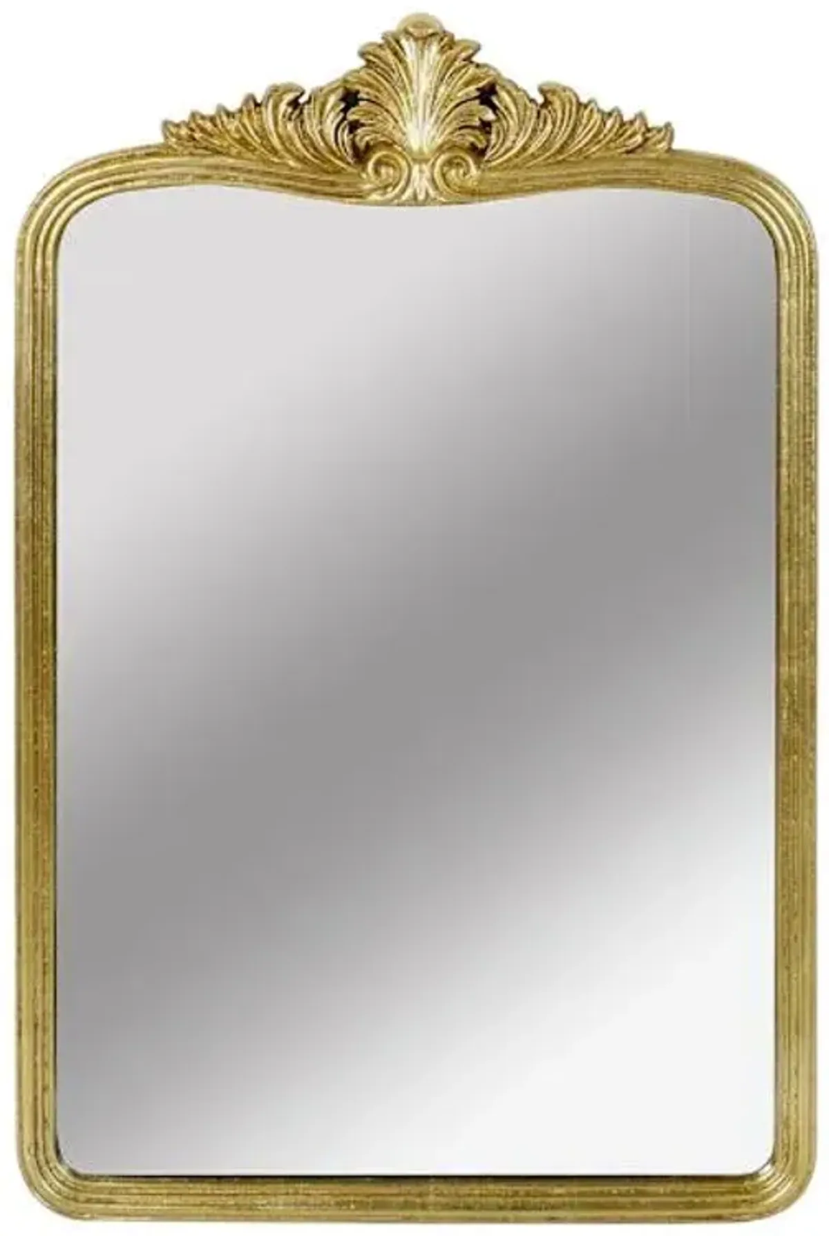 Providence Gold Faux Wood Ornate Top Wall Mirror, 25x37
