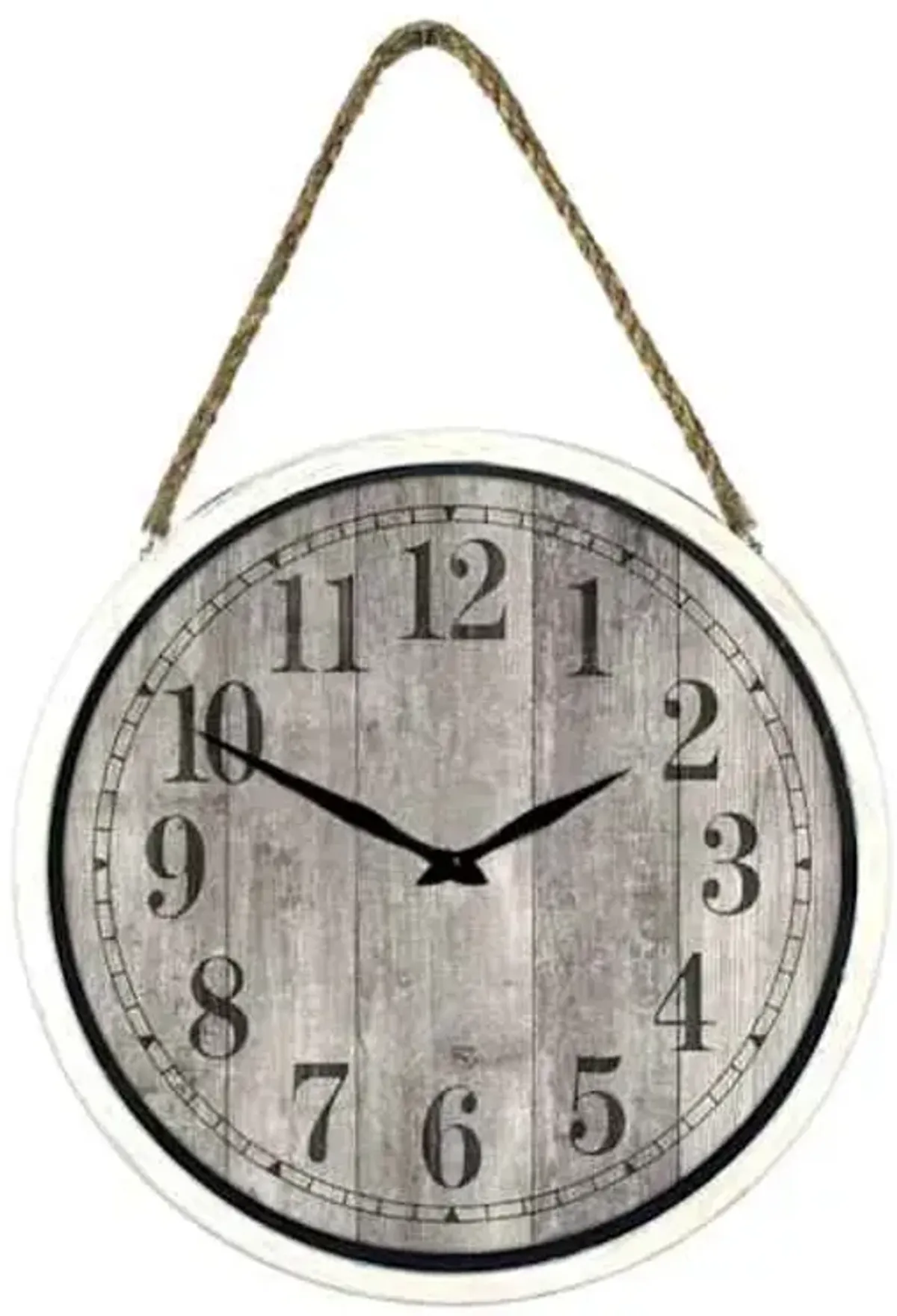 Hanging White Round Plank Wall Clock, 16"