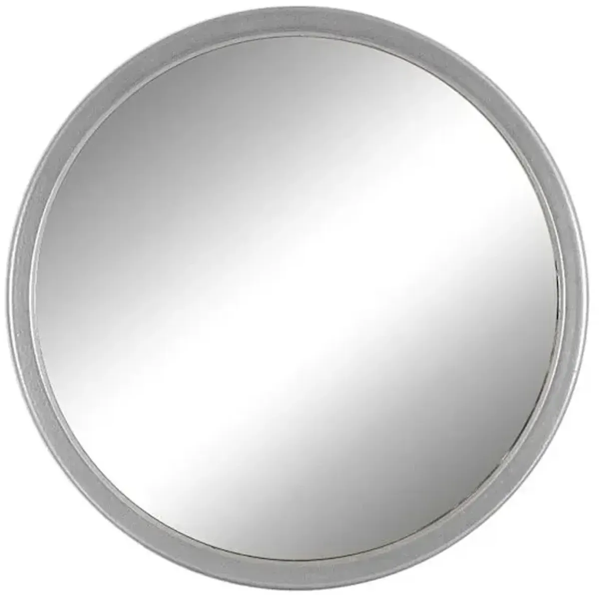 Silver Metal Round Wall Mirror, 14"
