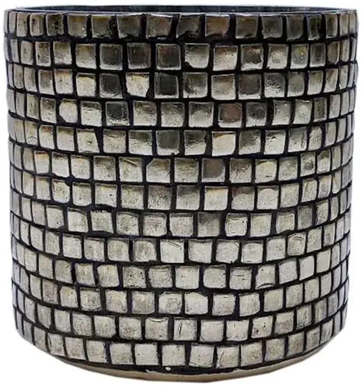 Gold Mosaic Glass Hurricane Candle Holder, 4"