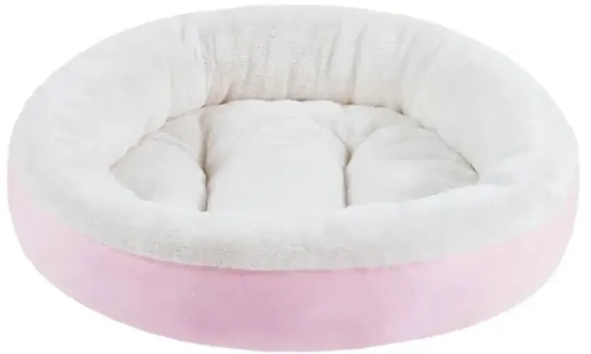 Crystal Pink Velvet & Microtec Donut Pet Bed, 18"