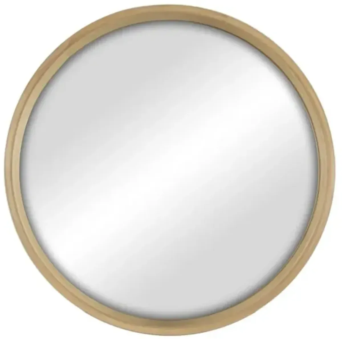 Natural Wood Round Wall Mirror, 18"