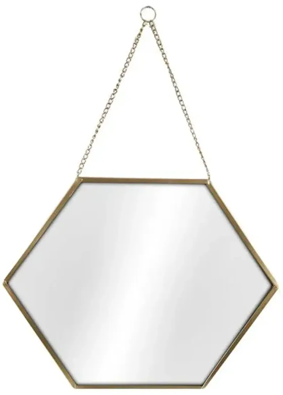 Gold Metal Hexagon Shaped Hanging Wall Mirror, 16"