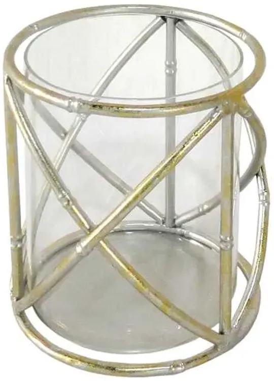 Gold Bamboo Votive Holder, 6"