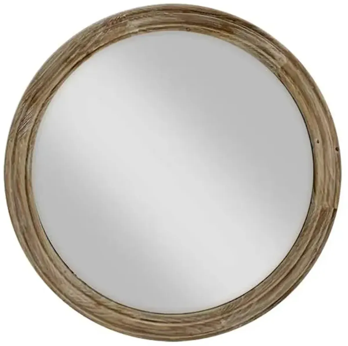 Thin Wooden Round Wall Mirror, 24"