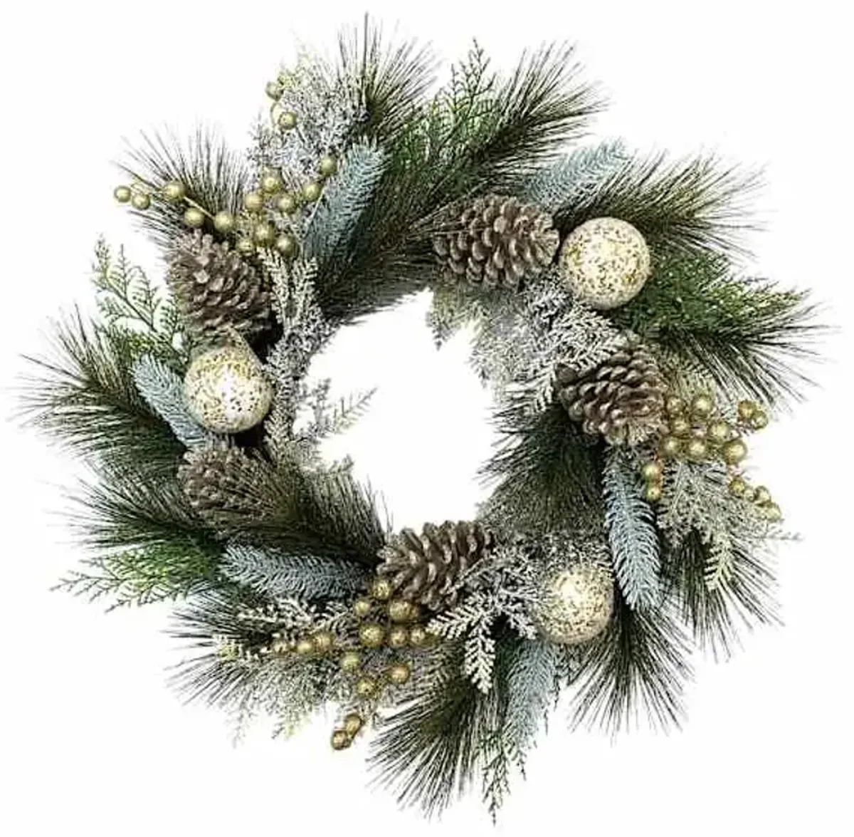 Gold Glittered Ornament & Pinecone Wreath, 24"