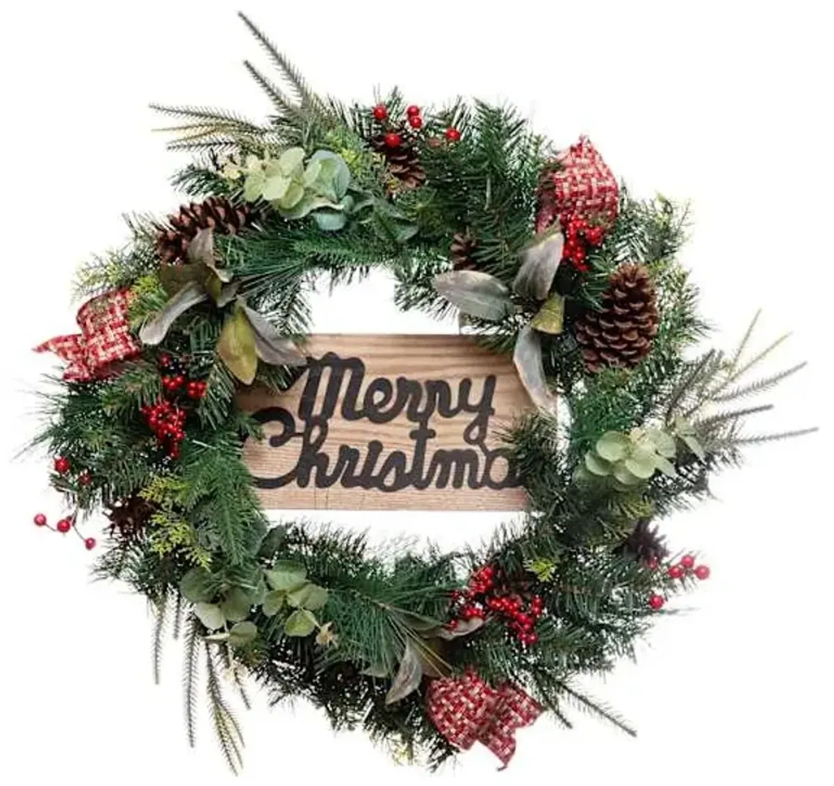 Merry Christmas Pine Wreath, 24"