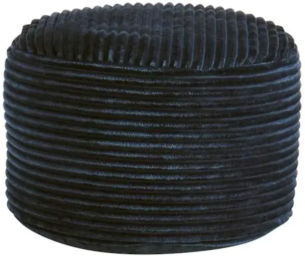 Ridgecrest Blue Plush Pouf, 20"