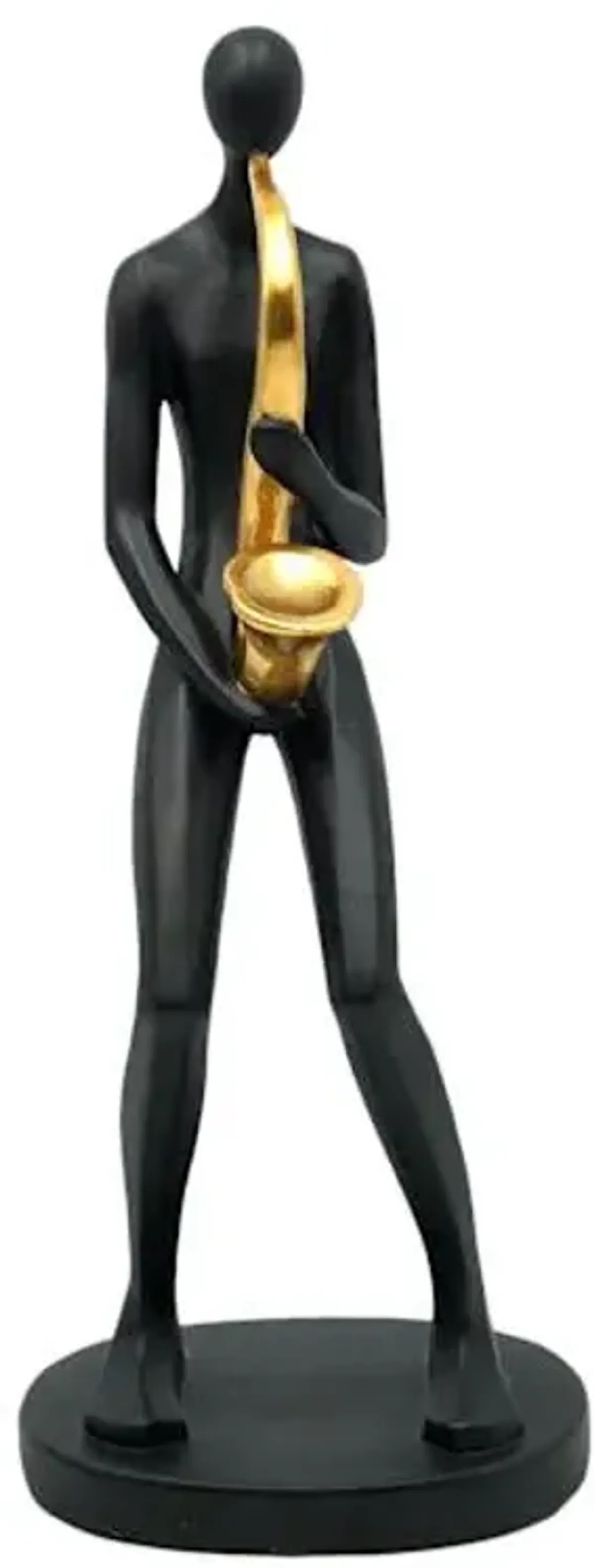 Matte Black & Gold Saxophone Player, 12"