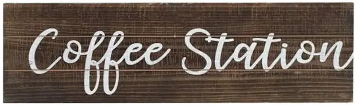 Coffee Station Wooden Wall Sign, 23x6