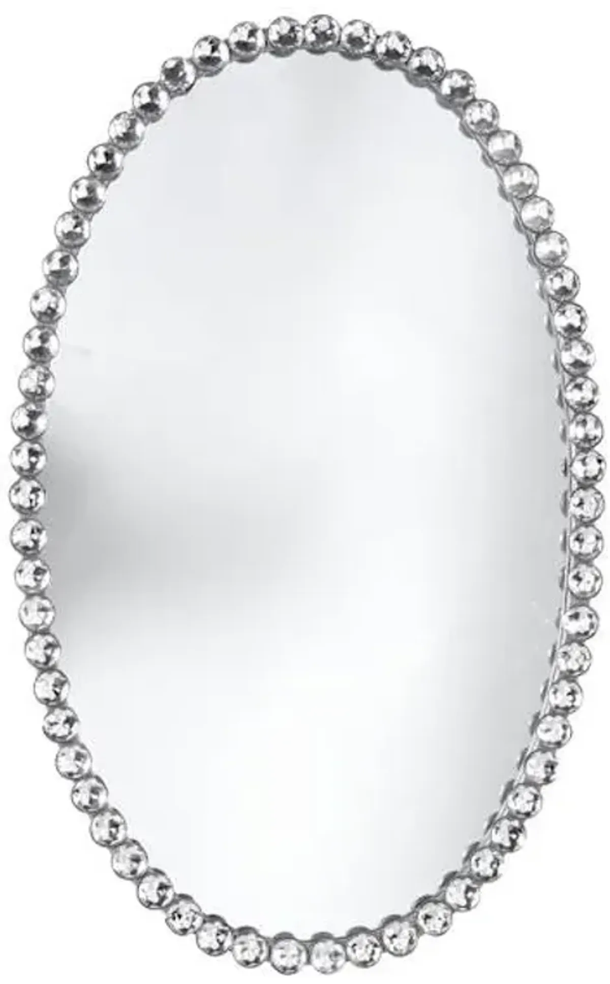 Providence Silver Metal Beaded Oval Wall Mirror, 14x22