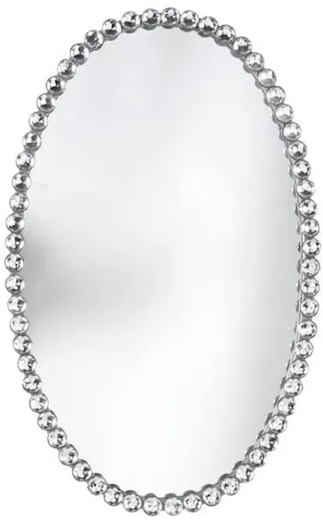 Providence Silver Metal Beaded Oval Wall Mirror, 14x22