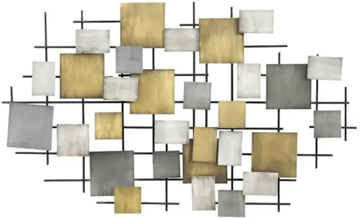 Metal Multicolor Squares Wall Art, 39x23