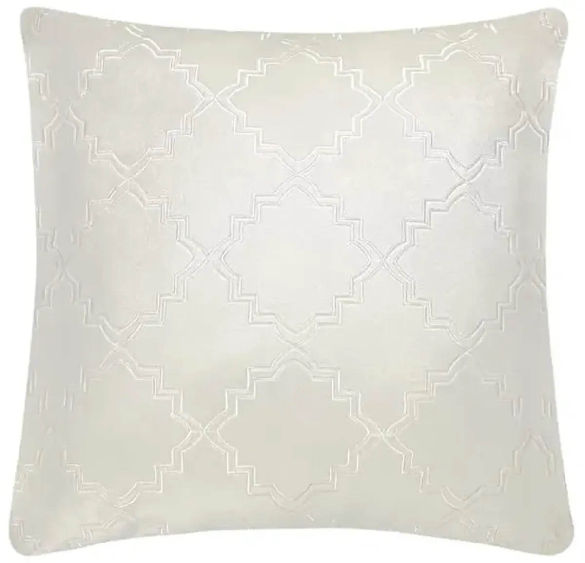 White Geo Embossed Velvet Throw Pillow, 18"