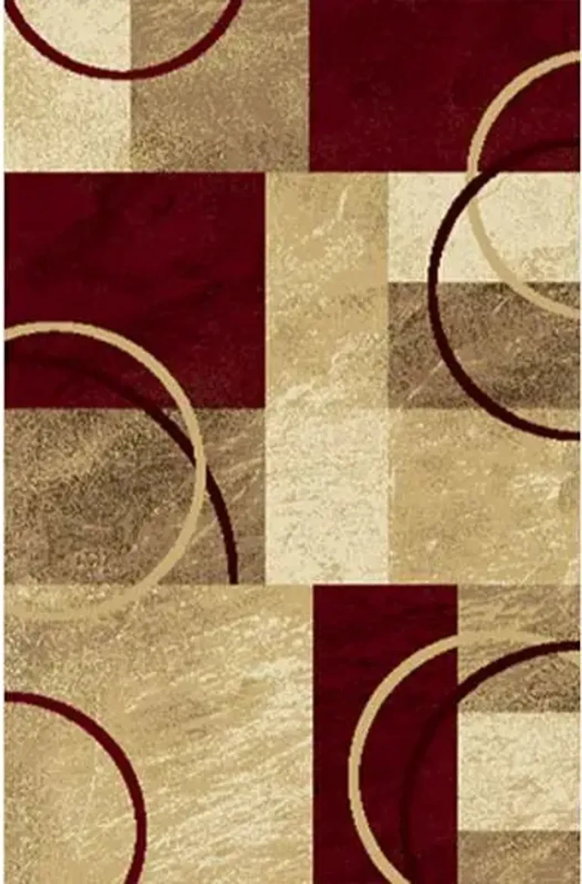 (B645) Superior Burgundy & Tan Geometric Accent Rug, 3x5