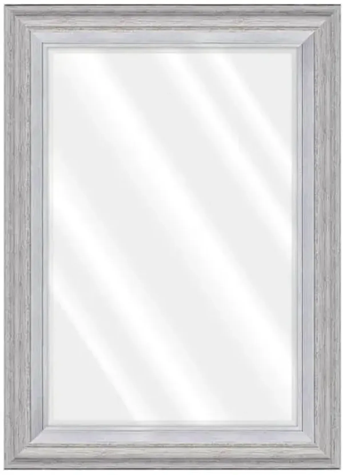 Janice White & Silver Grey Framed Rectangle Wall Mirror, 31x43