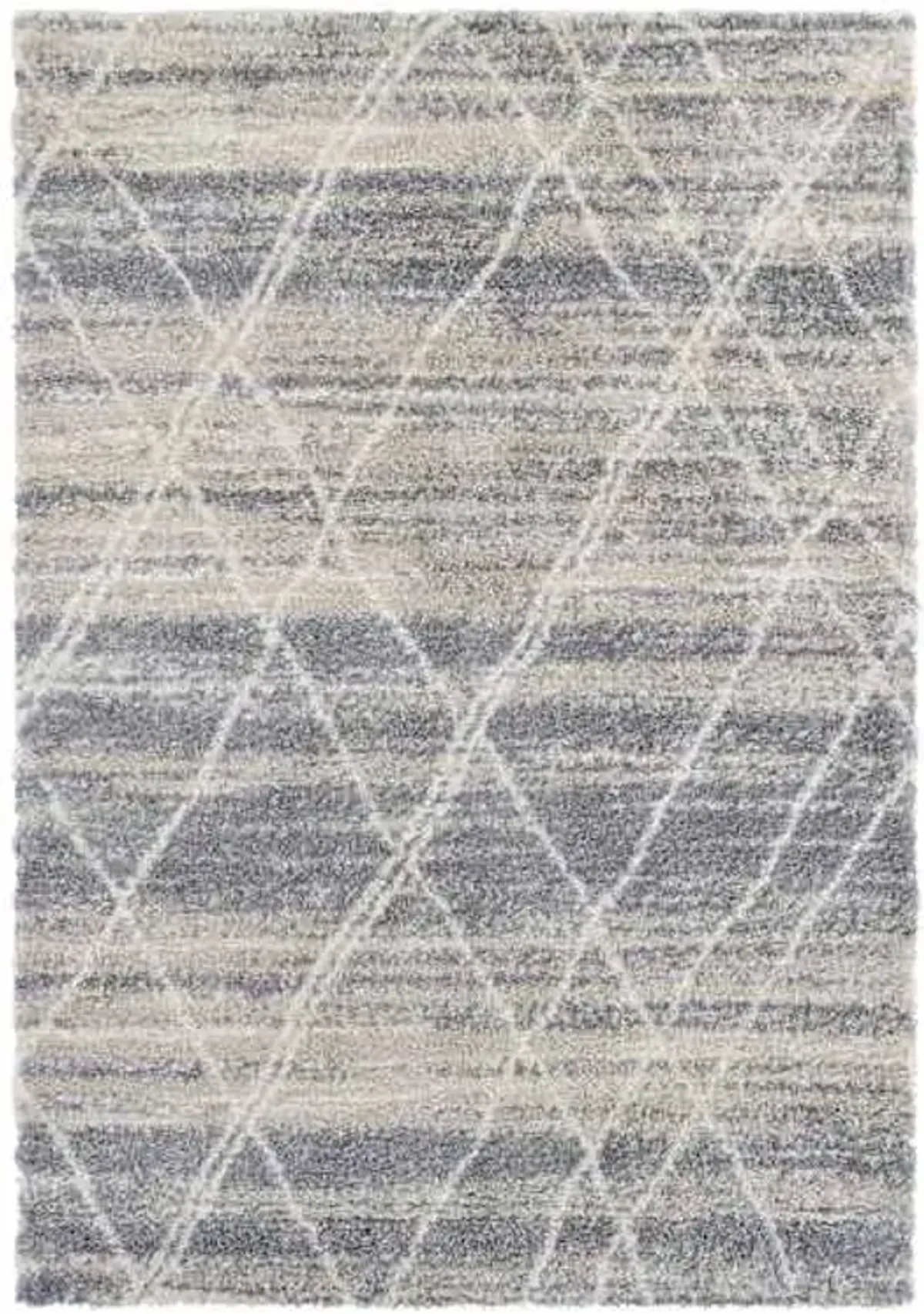 (C157) White & Grey Moroccan Style Shag Area Rug, 8x10