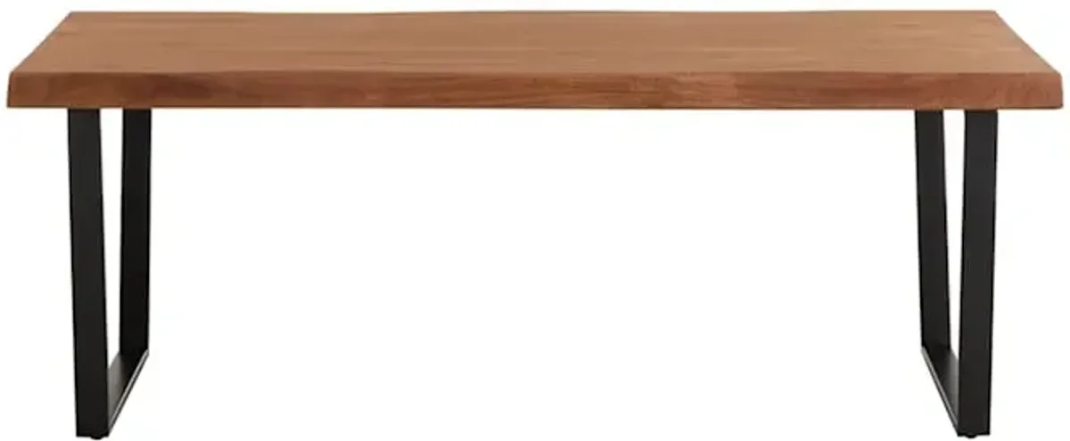 Live Edge Wooden Top Coffee Table with Metal Base