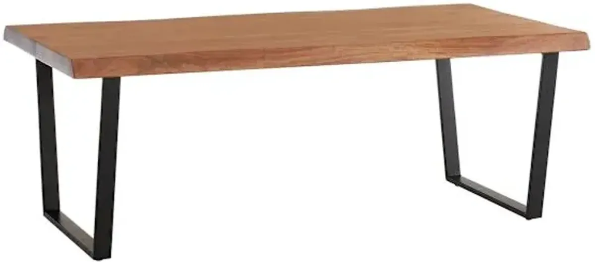 Live Edge Wooden Top Coffee Table with Metal Base