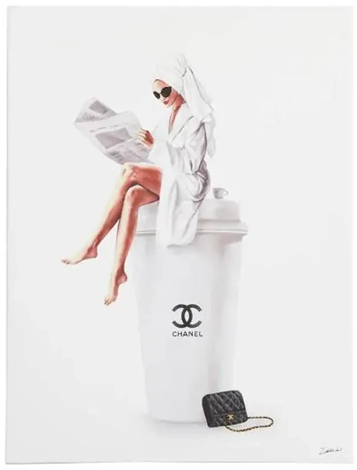 Fashion Robe & Coffee Cup Canvas Wall Art, 12x16