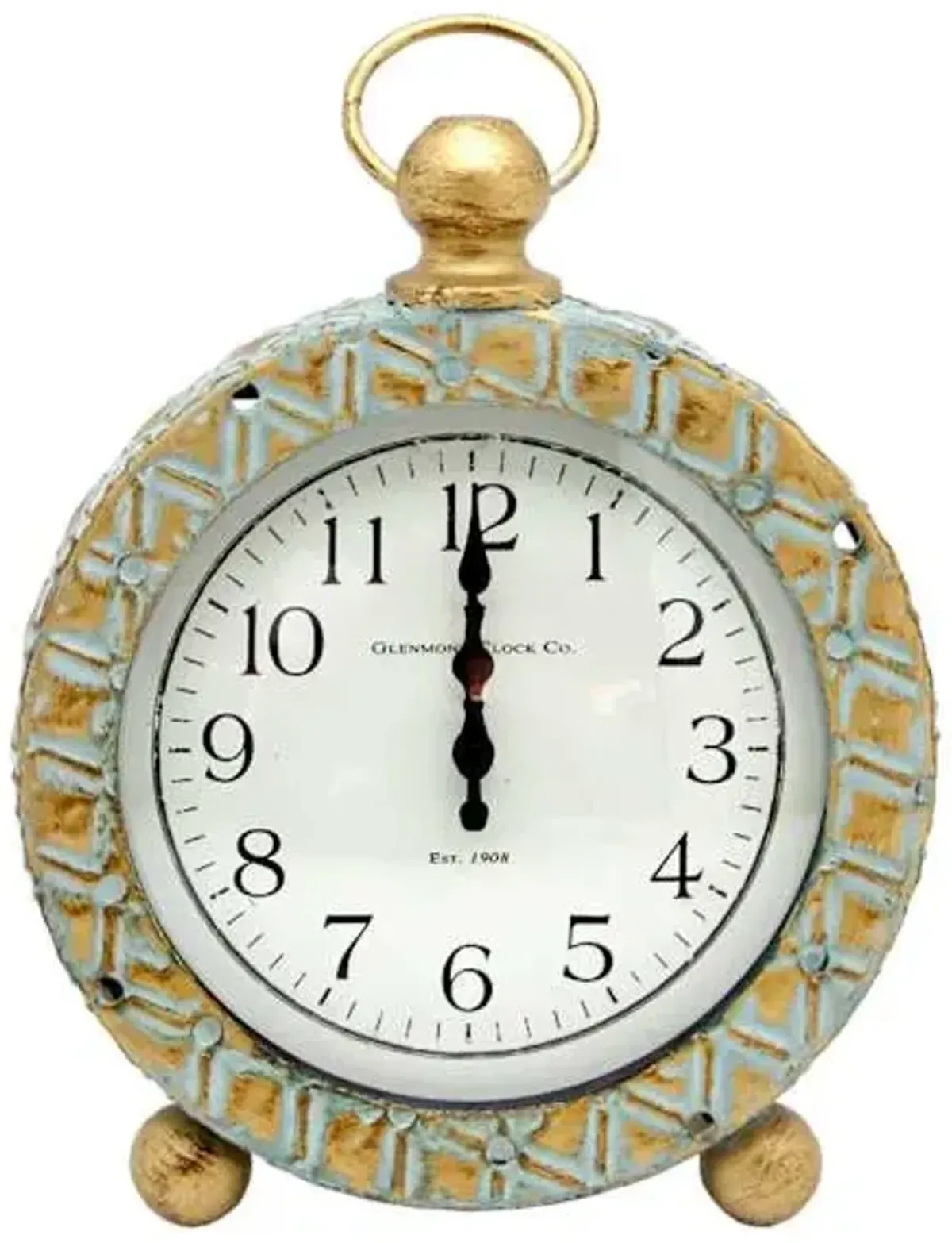 Antique Metal Round Tabletop Clock, 7.0x8.7