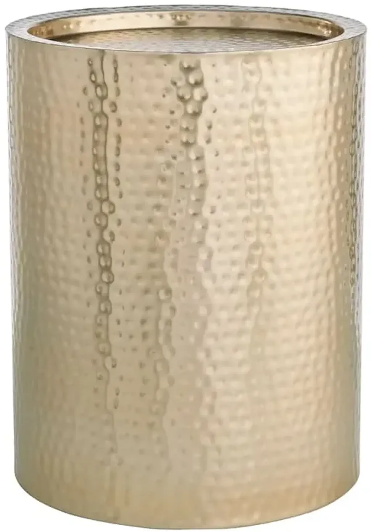 Found & Fable Hammered Gold Drum Accent Table, Large