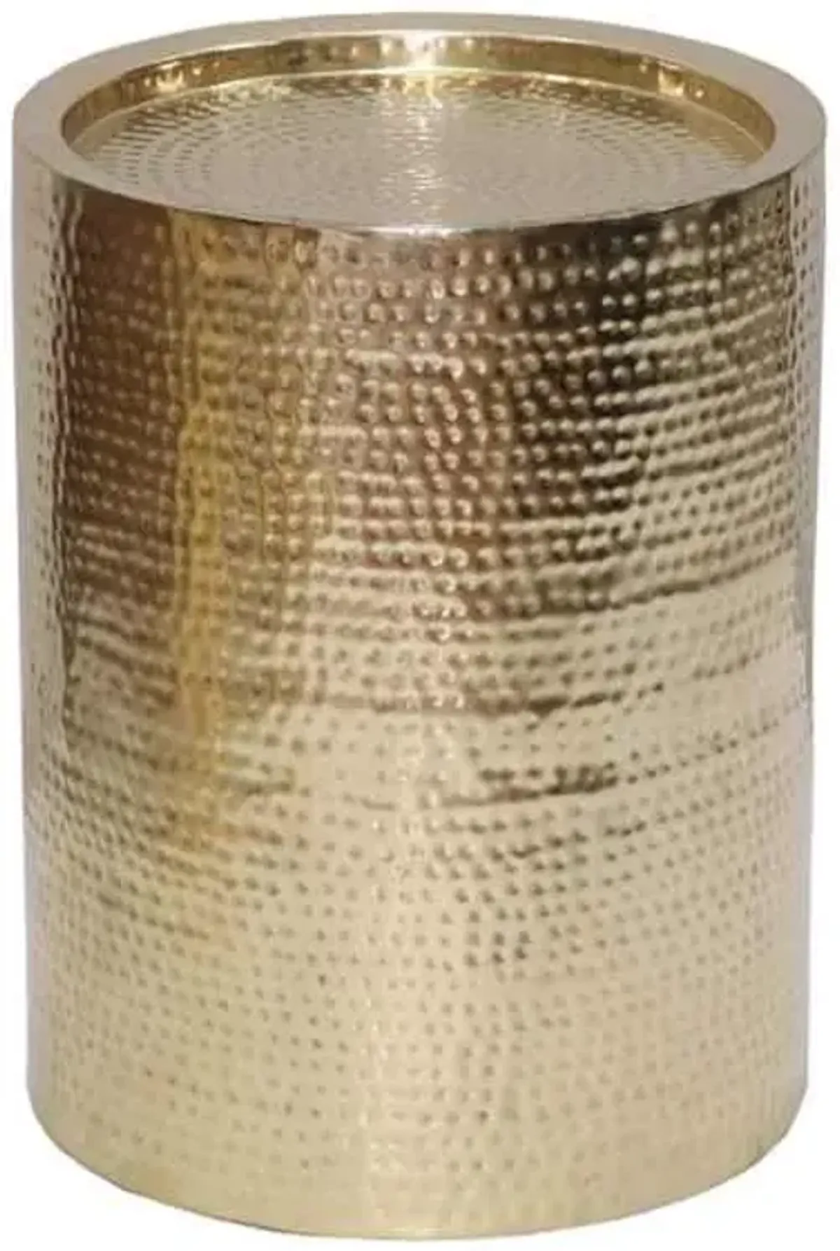 Hammered Gold Metal Drum Accent Table, Small
