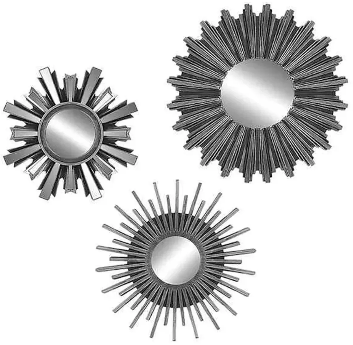 3-Piece Metallic Accent Wall Mirror Set, 14"