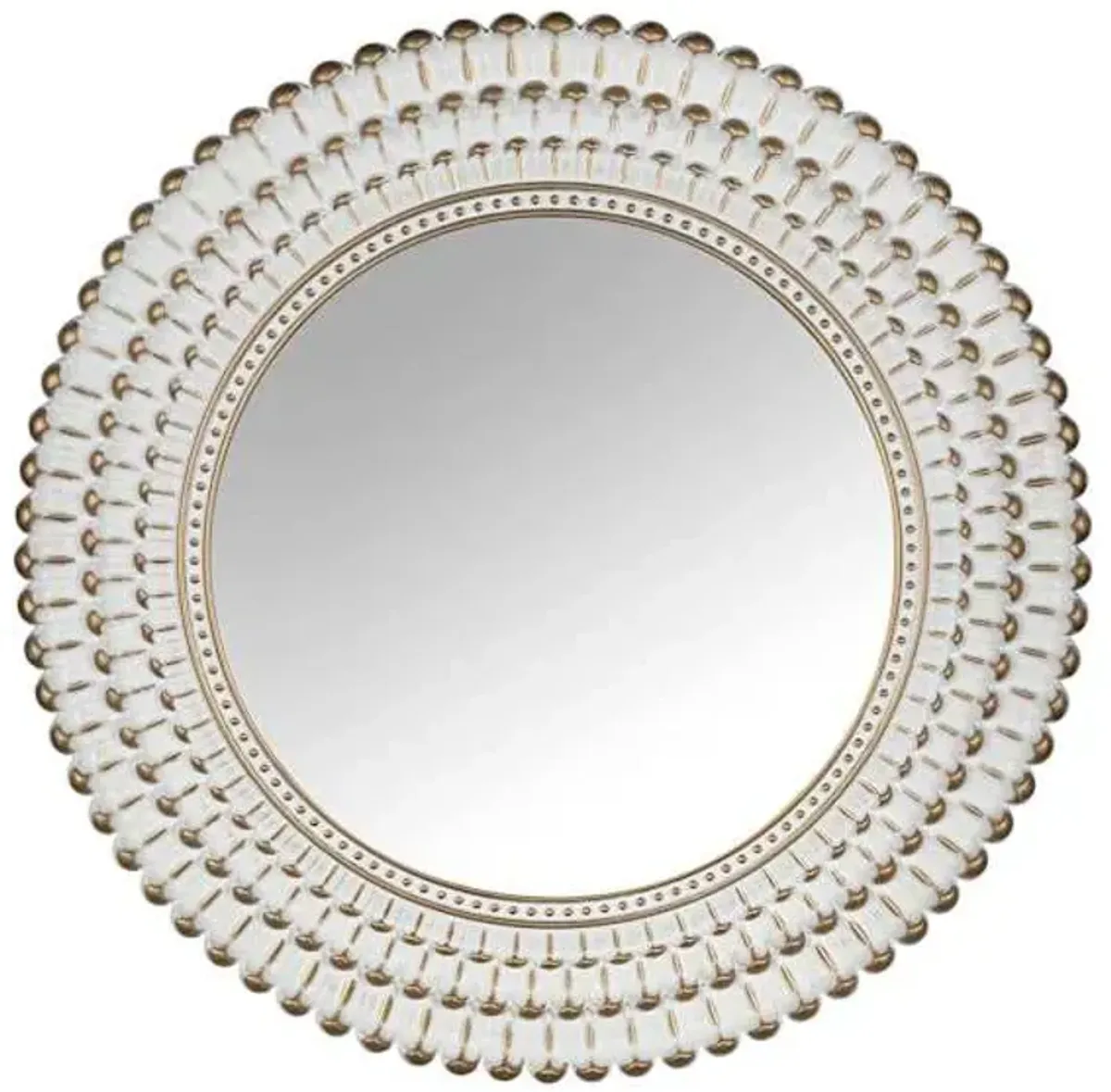 White & Gold Round Wall Mirror, 22"