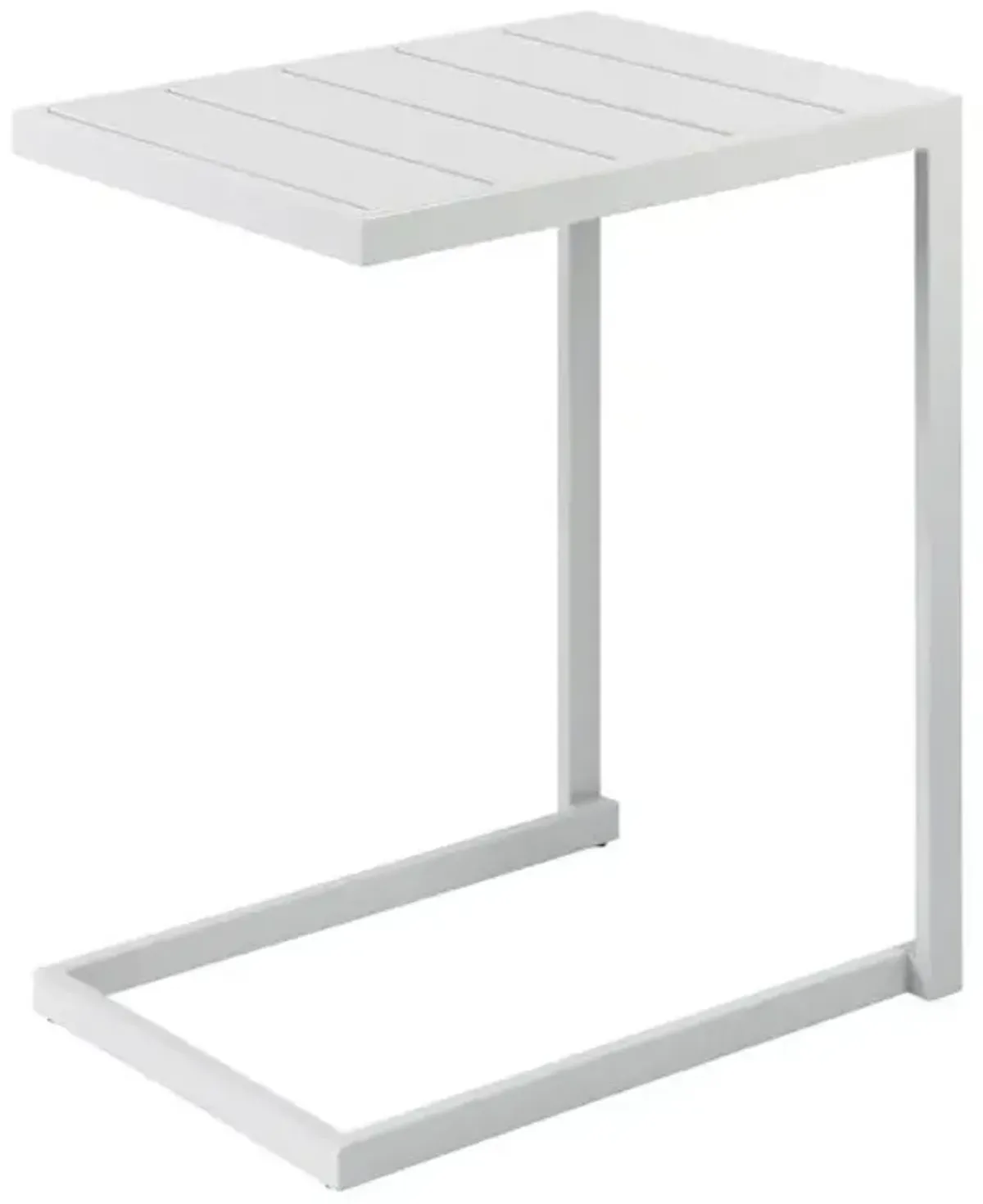 Grammercy Steel Slat Patio C-Table, White